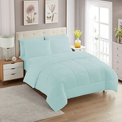 home sweet home collection Sweet Home Collection Parure de lit 5 pièces en duvet doux avec couette pour toutes les saisons couverture alternative et draps de lit en microfibre couleur unie (pour lit simple XL, turquoise) home sweet home collection Sweet Home Collection Parure de lit 5 pièces en duvet doux avec couette pour toutes les saisons couverture alternative et draps de lit en microfibre couleur unie (pour lit simple XL, turquoise)