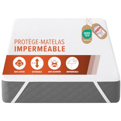 DREAMWAY Protège Matelas 180x200 cm – Imperméable, Coton Oeko-Tex, alèse résistante avec 4 Coins élastiques – pour Matelas Jusqu’à 28 cm, Lavable à 60°C, Doux DREAMWAY Protège Matelas 180x200 cm – Imperméable, Coton Oeko-Tex, alèse résistante avec 4 Coins élastiques – pour Matelas Jusqu’à 28 cm, Lavable à 60°C, Doux