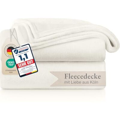Blumtal Couverture Polaire 220 x 240 Plaid Blanc Certifié OEKO-TEX®, Pour Canapé, Cocooning Epaisse, Moelleuse, Douce Et Chaude Haute Qualité Blumtal Couverture Polaire 220 x 240 Plaid Blanc Certifié OEKO-TEX®, Pour Canapé, Cocooning Epaisse, Moelleuse, Douce Et Chaude Haute Qualité