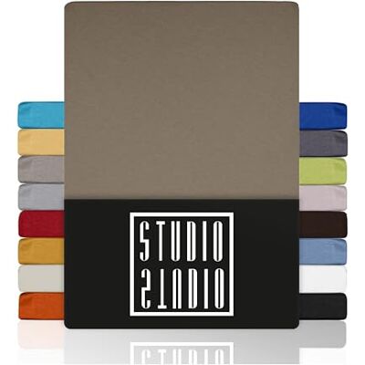 STUDIO Drap-Housse 120x200cm – Jersey 100 % Coton Peigné – Taupe – Certifié OEKO-TEX – Infroissable, Extensible – Pour Matelas 15–25 cm STUDIO Drap-Housse 120x200cm – Jersey 100 % Coton Peigné – Taupe – Certifié OEKO-TEX – Infroissable, Extensible – Pour Matelas 15–25 cm