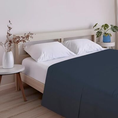 ECOMMERC3 Drap de dessus extra doux et confortable pour lit de 80 cm Drap plat couleur marine 100% fabriqué en Espagne, respirant, facile d'entretien ECOMMERC3 Drap de dessus extra doux et confortable pour lit de 80 cm Drap plat couleur marine 100% fabriqué en Espagne, respirant, facile d'entretien