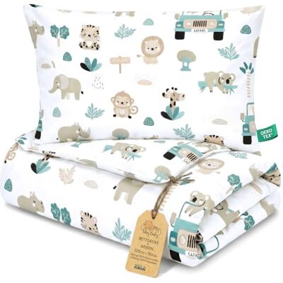 Totsy Baby Couette bébé sans housse Set 90X120 cm + 60X40 cm coton – couverture enfant avec oreiller pour lit bébé maternelle crèche – parure couette Oeko Tex légère respirante Afrique Totsy Baby Couette bébé sans housse Set 90X120 cm + 60X40 cm coton – couverture enfant avec oreiller pour lit bébé maternelle crèche – parure couette Oeko Tex légère respirante Afrique