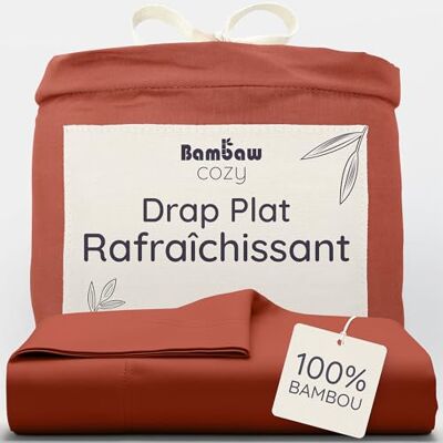 Bambaw Drap Plat en Bambou 180x290 cm, Drap Plat Blanc Fraicheur, Linge de Lit Bambou, Anti Acarien, Hypoallergénique et Thermorégulateur, Certifié Oeko-Tex (Terracotta) Bambaw Drap Plat en Bambou 180x290 cm, Drap Plat Blanc Fraicheur, Linge de Lit Bambou, Anti Acarien, Hypoallergénique et Thermorégulateur, Certifié Oeko-Tex (Terracotta)