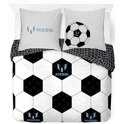 Jay Franco Messi Football Parure de lit 3 pièces super douce pour enfant avec taie d'oreiller Housse de couette uniquement (rembourrage non inclus), blanc, lit double Jay Franco Messi Football Parure de lit 3 pièces super douce pour enfant avec taie d'oreiller Housse de couette uniquement (rembourrage non inclus), blanc, lit double