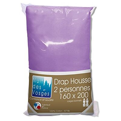 Nuit des Vosges 2105735 Cotoval Drap Housse Uni Coton Parme 160 x 200 cm Nuit des Vosges 2105735 Cotoval Drap Housse Uni Coton Parme 160 x 200 cm