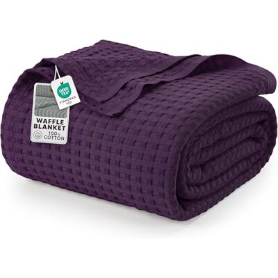 Utopia Bedding Couverture gaufrée en coton 300 g/m² [Prune 228 x 228 cm, couverture douce, légère et respirante pour toutes les saisons Utopia Bedding Couverture gaufrée en coton 300 g/m² [Prune 228 x 228 cm, couverture douce, légère et respirante pour toutes les saisons