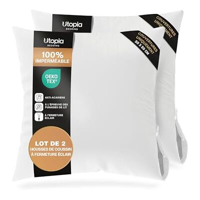 Utopia Bedding Protège Oreiller 50x50 cm (Lot de 2) Imperméable avec Fermeture Éclair, Housse Oreiller, Certifié Oeko-TEX Taie Oreiller Utopia Bedding Protège Oreiller 50x50 cm (Lot de 2) Imperméable avec Fermeture Éclair, Housse Oreiller, Certifié Oeko-TEX Taie Oreiller
