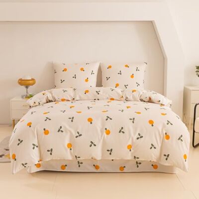 Cotton Market Parure de lit 3 pièces en coton Housse de couette 155 x 220 cm et 2 taies d'oreiller 70 x 80 cm Fruits (blanc) Cotton Market Parure de lit 3 pièces en coton Housse de couette 155 x 220 cm et 2 taies d'oreiller 70 x 80 cm Fruits (blanc)