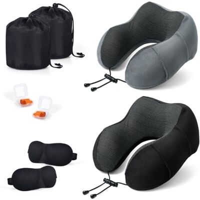 SOMLAW Oreiller de Voyage, Oreiller Cervical en Mousse à mémoire de Forme, Coussin de Support Cervical Essentiel pour Voyager, Sac de Transport Inclus SOMLAW Oreiller de Voyage, Oreiller Cervical en Mousse à mémoire de Forme, Coussin de Support Cervical Essentiel pour Voyager, Sac de Transport Inclus