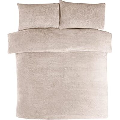 Sleepdown Teddy Parure de lit en Polaire avec Housse de Couette et taies d'oreiller, Thermique et Confortable, Super Doux, King-Ivoire Naturel, Velours Sleepdown Teddy Parure de lit en Polaire avec Housse de Couette et taies d'oreiller, Thermique et Confortable, Super Doux, King-Ivoire Naturel, Velours