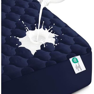 Utopia Bedding Protège-matelas imperméable, pour grand lit, housse matelassée extensible jusqu'à 40,6 cm de profondeur (bleu marine) Utopia Bedding Protège-matelas imperméable, pour grand lit, housse matelassée extensible jusqu'à 40,6 cm de profondeur (bleu marine)