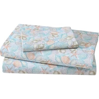 Beatrice Home Fashions Coastal Print Microfiber Sheet Set, Soft, Comfy, 12" Deep Pockets, Twin, Coco Pastel Beatrice Home Fashions Coastal Print Microfiber Sheet Set, Soft, Comfy, 12" Deep Pockets, Twin, Coco Pastel