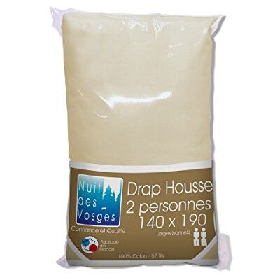 Nuit des Vosges Cotoval Drap Housse Coton Naturel 140 x 190 cm Nuit des Vosges Cotoval Drap Housse Coton Naturel 140 x 190 cm