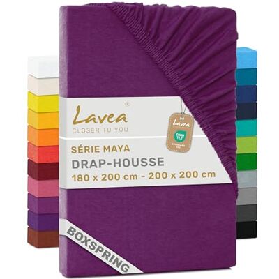 Lavea ® Drap-Housse 180x200cm 100% Coton Grand Bonnet 35 cm pour Matelas épais avec Élastique Tout Autour en Jersey pour Lit Boxspring Lilas Lavea ® Drap-Housse 180x200cm 100% Coton Grand Bonnet 35 cm pour Matelas épais avec Élastique Tout Autour en Jersey pour Lit Boxspring Lilas