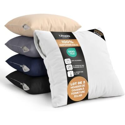 Utopia Bedding Protège-Coussins Imperméables À Fermeture Éclair 40 x 40 cm, Lot De 2 Utopia Bedding Protège-Coussins Imperméables À Fermeture Éclair 40 x 40 cm, Lot De 2