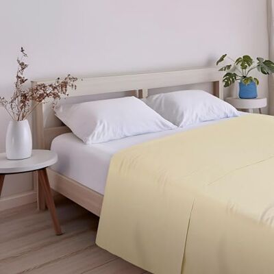 ECOMMERC3 Drap de dessus extra doux et confortable pour lit de 90 cm, couleur jaune, fabriqué en Espagne, respirant, facile d'entretien ECOMMERC3 Drap de dessus extra doux et confortable pour lit de 90 cm, couleur jaune, fabriqué en Espagne, respirant, facile d'entretien