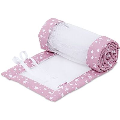 babybay Tour de lit en maille piquée pour lit d'appoint/protection contre les chocs pour lit de bébé, compatible avec modèle Maxi, Boxspring, Comfort et Comfort Plus, baies étoiles blanches babybay Tour de lit en maille piquée pour lit d'appoint/protection contre les chocs pour lit de bébé, compatible avec modèle Maxi, Boxspring, Comfort et Comfort Plus, baies étoiles blanches