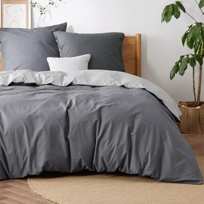 Bedsure Housse de Couette 240x220-100% Coton 2 Taies 65x65 Gris/Ant Bedsure Housse de Couette 240x220-100% Coton 2 Taies 65x65 Gris/Ant