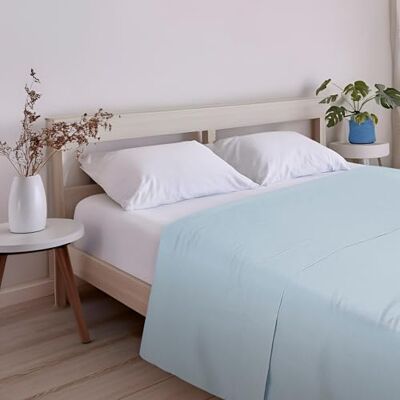 ECOMMERC3 Drap de dessus extra doux et confortable pour lit de 80 cm, bleu ciel, fabriqué en Espagne, respirant, facile d'entretien ECOMMERC3 Drap de dessus extra doux et confortable pour lit de 80 cm, bleu ciel, fabriqué en Espagne, respirant, facile d'entretien