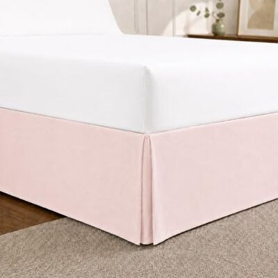 Cathay Home Cache-sommier plissé en microfibre brossée double facile à installer, ultra doux, résistant à la décoloration et aux plis – Rose poudré, lit double Cathay Home Cache-sommier plissé en microfibre brossée double facile à installer, ultra doux, résistant à la décoloration et aux plis – Rose poudré, lit double