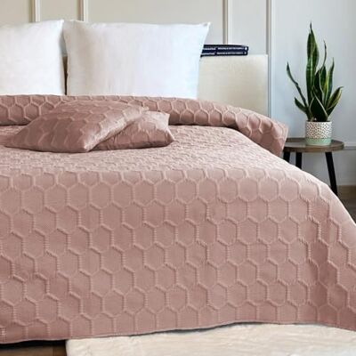 Euromat Couvre-lit matelassé réversible avec 2 taies d'oreiller 40 x 40 cm (Parla 3D rose poudré, 220 x 240 cm) Euromat Couvre-lit matelassé réversible avec 2 taies d'oreiller 40 x 40 cm (Parla 3D rose poudré, 220 x 240 cm)