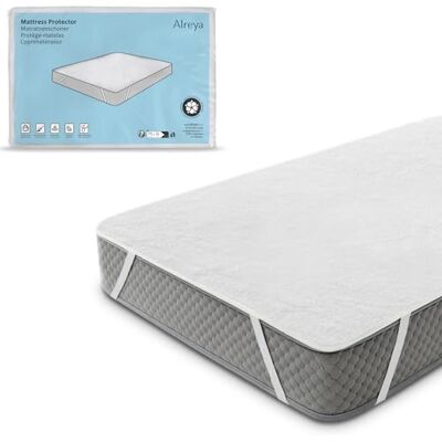 Alreya Protège Matelas 90x200 cm Imperméable Respirant, Certifié OEKO-TEX, Hypoallergénique, Anti-Acariens Coton Alèse 90x200x30 cm avec 4 Coins Élastiques Alreya Protège Matelas 90x200 cm Imperméable Respirant, Certifié OEKO-TEX, Hypoallergénique, Anti-Acariens Coton Alèse 90x200x30 cm avec 4 Coins Élastiques