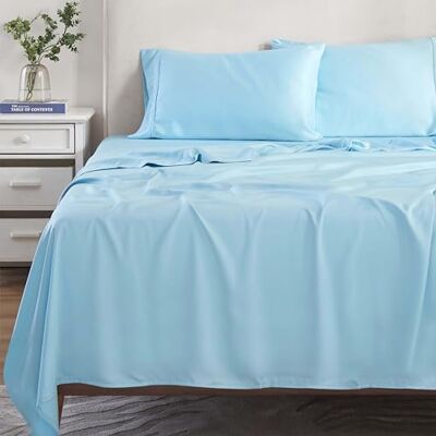 Superior Home City Parure de lit Bleu clair King size Superior Home City Parure de lit Bleu clair King size
