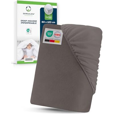 Sensalou Drap Housse Imperméable 60 x 120 cm Gris – Étanche avec Surface Éponge Douce pour Lit Bébé et Lit Enfant – Alèse Respirante Silencieuse avec Élastique Certifié Oeko-Tex Dermatest Sensalou Drap Housse Imperméable 60 x 120 cm Gris – Étanche avec Surface Éponge Douce pour Lit Bébé et Lit Enfant – Alèse Respirante Silencieuse avec Élastique Certifié Oeko-Tex Dermatest
