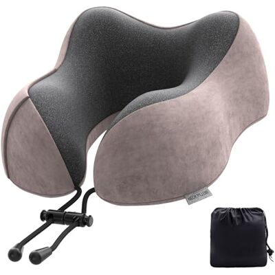 Yomisee Coussin de nuque, coussin de voyage, en mousse à mémoire de forme, avec housse douce et veloutée, pour adulte, pour voyage, camping, bureau et maison, rose clair Yomisee Coussin de nuque, coussin de voyage, en mousse à mémoire de forme, avec housse douce et veloutée, pour adulte, pour voyage, camping, bureau et maison, rose clair