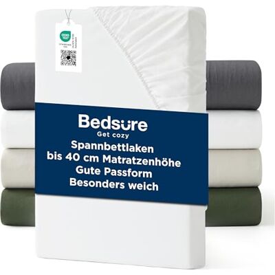 Bedsure Drap-housse de 180 x 200 cm, extra profond, pour matelas ayant jusqu'à 40 cm, pour matelas hauts, lit à sommier tapissier et matelas avec surmatelas, doux et agréable pour la peau, blanc Bedsure Drap-housse de 180 x 200 cm, extra profond, pour matelas ayant jusqu'à 40 cm, pour matelas hauts, lit à sommier tapissier et matelas avec surmatelas, doux et agréable pour la peau, blanc