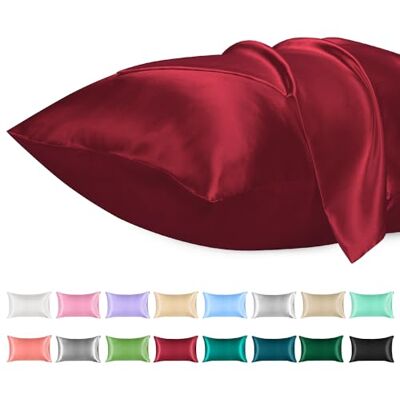 Lirex Lot de 2 taies d'oreiller en satin, décoratives douces unies, carrées, taies d'oreiller, taie d'oreiller en satin, pour coussin sans rides, résistant au blanchiment respirant Lirex Lot de 2 taies d'oreiller en satin, décoratives douces unies, carrées, taies d'oreiller, taie d'oreiller en satin, pour coussin sans rides, résistant au blanchiment respirant