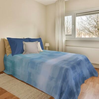 PENSIERI DELICATI Couvre-lit 170 x 280 cm, drap simple 100% coton pique, idéal comme drap d'ameublement, couverture de lit 1 place, fantaisie arc-en-ciel bleu clair, 100% fabriqué en Italie PENSIERI DELICATI Couvre-lit 170 x 280 cm, drap simple 100% coton pique, idéal comme drap d'ameublement, couverture de lit 1 place, fantaisie arc-en-ciel bleu clair, 100% fabriqué en Italie