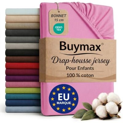 Buymax Drap-housse pour enfant 60x120 cm 100% coton Rose vif Jersey doux et respirant, certifié OEKO-TEX, pour lit d’enfant, bonnet 15 cm et élastique intégral pour un maintien fiable. Buymax Drap-housse pour enfant 60x120 cm 100% coton Rose vif Jersey doux et respirant, certifié OEKO-TEX, pour lit d’enfant, bonnet 15 cm et élastique intégral pour un maintien fiable.