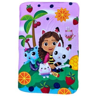 CARTOON Plaid Gabby's Dollhouse pour enfants 100 x 150 cm couverture polaire 100 % polyester doux 210 gsm CARTOON Plaid Gabby's Dollhouse pour enfants 100 x 150 cm couverture polaire 100 % polyester doux 210 gsm