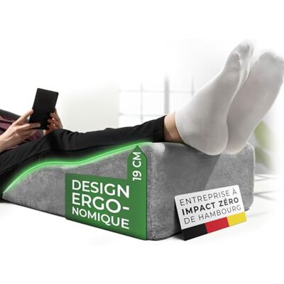 WELL B4 Coussin élévateur de jambes pour maintien de genoux et dos Ergonomique, oreiller de elevation, relève-jambes, repose-jambe housse rafraîchissante amovible et lavable WELL B4 Coussin élévateur de jambes pour maintien de genoux et dos Ergonomique, oreiller de elevation, relève-jambes, repose-jambe housse rafraîchissante amovible et lavable