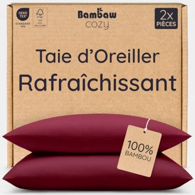 Bambaw Taie Oreiller 50 x 70 cm (Lot de 2), Taie d’Oreiller 100% Bambou, Taies d’Oreillers Bordeaux, Taie Anti Acarien et Respirante, Bienfaits pour les Cheveux et la Peau Bambaw Taie Oreiller 50 x 70 cm (Lot de 2), Taie d’Oreiller 100% Bambou, Taies d’Oreillers Bordeaux, Taie Anti Acarien et Respirante, Bienfaits pour les Cheveux et la Peau