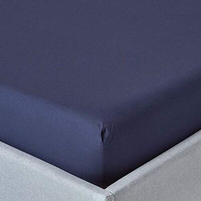 HOMESCAPES Drap-Housse Bleu Marine 100% Coton Égyptien 200 Fils 160 x 200 cm HOMESCAPES Drap-Housse Bleu Marine 100% Coton Égyptien 200 Fils 160 x 200 cm