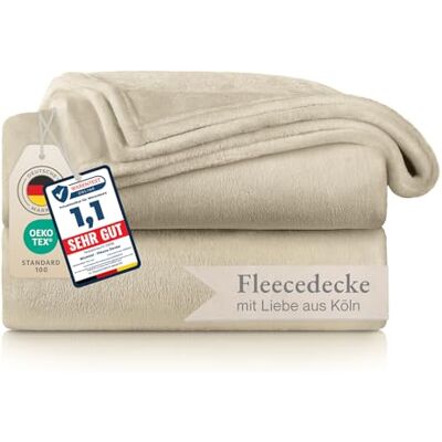Blumtal Couverture Polaire 130 x 150 Plaid Beige Certifié OEKO-TEX®, Couvre-Canapé Cocooning Épaisse, Moelleuse, Douce Et Chaude Haute Qualité Blumtal Couverture Polaire 130 x 150 Plaid Beige Certifié OEKO-TEX®, Couvre-Canapé Cocooning Épaisse, Moelleuse, Douce Et Chaude Haute Qualité