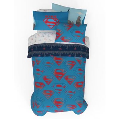 Franco Parure de lit 5 pièces avec couvre-oreiller, en microfibre, Superman, pour lit simple Franco Parure de lit 5 pièces avec couvre-oreiller, en microfibre, Superman, pour lit simple