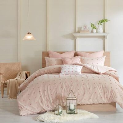 Intelligent Design Urban Habitat Brooklyn Parure de lit 100% coton jacquard, accents touffetés, taies d'oreiller brodées, housse de couette style shabby chic, toutes saisons, taies assorties, jupe de lit, lit Intelligent Design Urban Habitat Brooklyn Parure de lit 100% coton jacquard, accents touffetés, taies d'oreiller brodées, housse de couette style shabby chic, toutes saisons, taies assorties, jupe de lit, lit