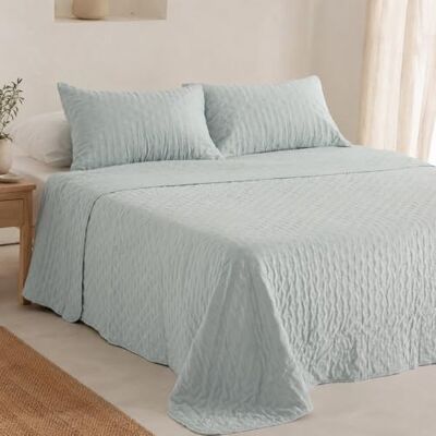 GAMUSI Couvre-lit matelassé pour lit de 135/140 cm, léger, mi-saison, 235 x 270 cm, couleur bleu ciel GAMUSI Couvre-lit matelassé pour lit de 135/140 cm, léger, mi-saison, 235 x 270 cm, couleur bleu ciel