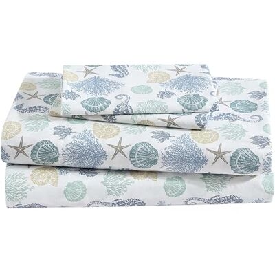 Beatrice Home Fashions Parure de lit en microfibre à imprimé côtier, douce et confortable, poches profondes de 30,5 cm, grand lit, Briella Beatrice Home Fashions Parure de lit en microfibre à imprimé côtier, douce et confortable, poches profondes de 30,5 cm, grand lit, Briella