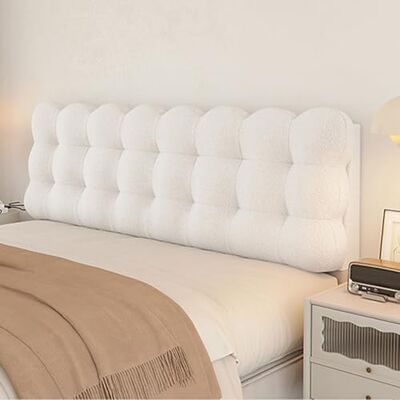 ZQBXHDZW Coussin de tête de lit double, housse de tête de lit, coussin de lecture avec soutien lombaire, pour lit et canapé, blanc crème, 210 x 60 x 10 cm (il y a des tables de chevet) ZQBXHDZW Coussin de tête de lit double, housse de tête de lit, coussin de lecture avec soutien lombaire, pour lit et canapé, blanc crème, 210 x 60 x 10 cm (il y a des tables de chevet)