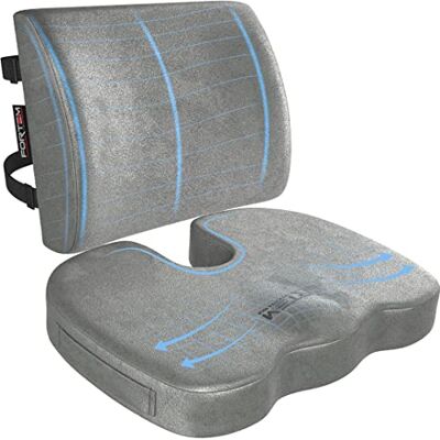 FORTEM Coussin Chaise Bureau et Soutien Dorsal, Oreiller Lombaire Mousse Mémoire, Assise et Dossier Antidérapants pour Gaming, Siège Auto, Confort Coccyx, Housse Amovible FORTEM Coussin Chaise Bureau et Soutien Dorsal, Oreiller Lombaire Mousse Mémoire, Assise et Dossier Antidérapants pour Gaming, Siège Auto, Confort Coccyx, Housse Amovible