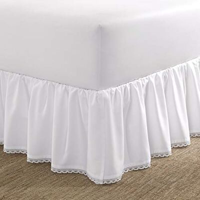 Laura Ashley Cache-sommier à volants, coton, blanc, lit jumeau Laura Ashley Cache-sommier à volants, coton, blanc, lit jumeau