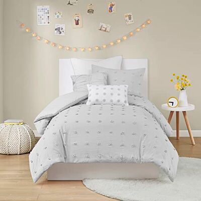 Intelligent Design Urban Habitat Brooklyn Parure de lit 100% coton jacquard, accents touffetés, taies d'oreiller brodées, housse de couette pour toutes les saisons, taies assorties, couvre-lit, lit simple/jumeau XL, Intelligent Design Urban Habitat Brooklyn Parure de lit 100% coton jacquard, accents touffetés, taies d'oreiller brodées, housse de couette pour toutes les saisons, taies assorties, couvre-lit, lit simple/jumeau XL,