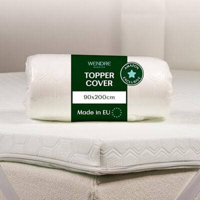WENDRE Housse de Topper 90x200 cm – Adaptée aux Surmatelas de 5 à 7 cm d’Épaisseur – Fermeture Éclair sur Trois Côtés – Lavable à 40 °C – Certifiée OEKO-TEX – Housse de Protection pour Surmatelas WENDRE Housse de Topper 90x200 cm – Adaptée aux Surmatelas de 5 à 7 cm d’Épaisseur – Fermeture Éclair sur Trois Côtés – Lavable à 40 °C – Certifiée OEKO-TEX – Housse de Protection pour Surmatelas