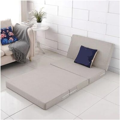 NJIEzhao Matelas pliable multicolore en coton et lin éponge multifonction pliable (gris clair, 60 x 200 x 8 cm) NJIEzhao Matelas pliable multicolore en coton et lin éponge multifonction pliable (gris clair, 60 x 200 x 8 cm)
