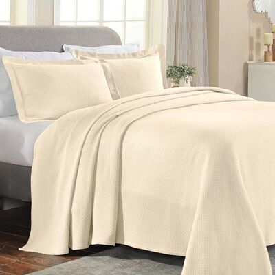 Superior Solitaire Parure de lit 3 pièces en coton texturé pour décoration d'intérieur, 2 taies d'oreiller, couverture aérée en matelas, couverture décorative pour toutes les saisons, très grand lit Superior Solitaire Parure de lit 3 pièces en coton texturé pour décoration d'intérieur, 2 taies d'oreiller, couverture aérée en matelas, couverture décorative pour toutes les saisons, très grand lit