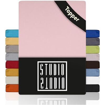 STUDIO Topper Drap-Housse 160x200cm – Jersey 100 % Coton Peigné – Poudre – Certifié OEKO-TEX – Infroissable, Extensible – Pour Matelas 15–25 cm STUDIO Topper Drap-Housse 160x200cm – Jersey 100 % Coton Peigné – Poudre – Certifié OEKO-TEX – Infroissable, Extensible – Pour Matelas 15–25 cm